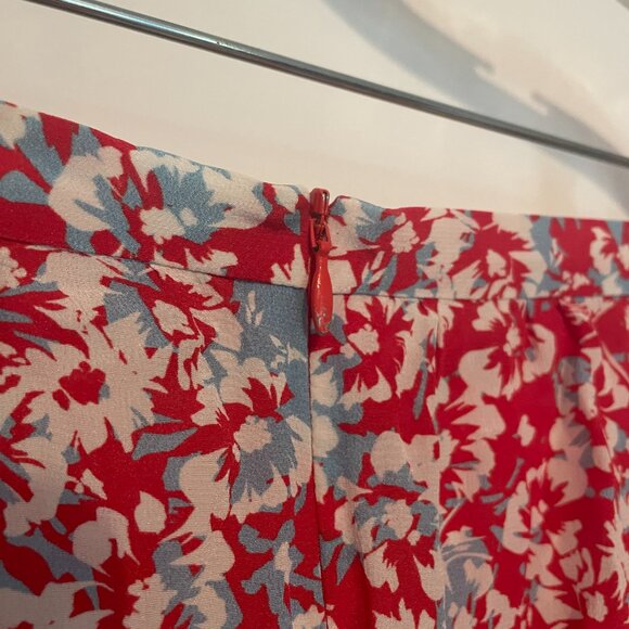 Paloma Blue Silk Red + Blue Floral Mini Skirt Womens Size Large - Picture 4 of 8